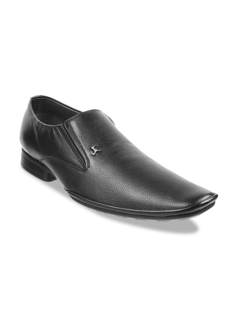 

Mochi Men Black Textured Formal Leather Slip-Ons