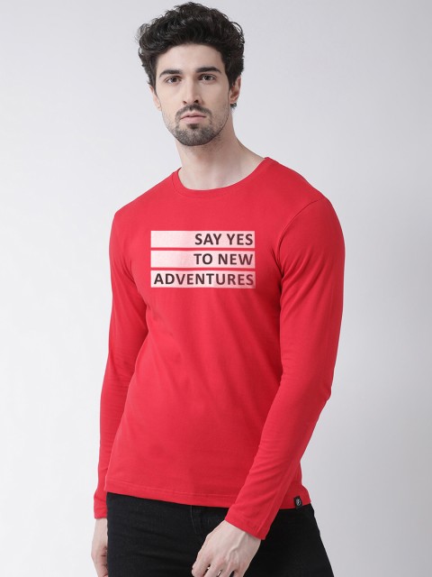 

Friskers Men Red Printed Round Neck T-shirt