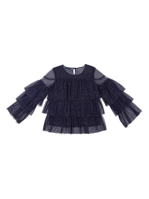 

Pantaloons Junior Girls Navy Blue Solid Tiered Top
