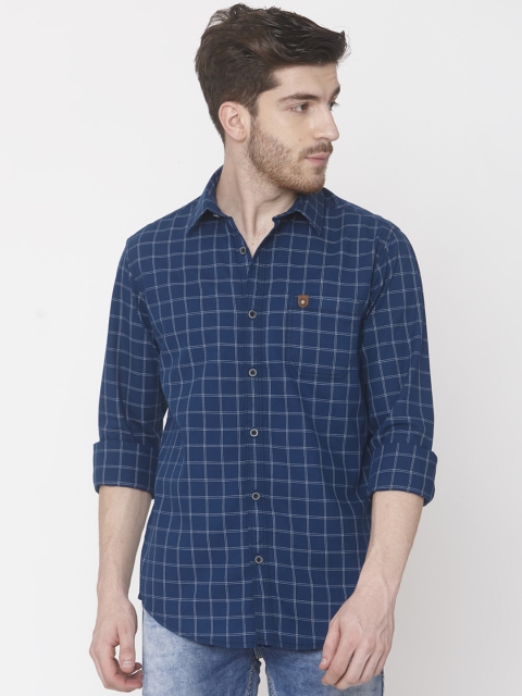 

Mufti Men Blue Slim Fit Checked Casual Shirt