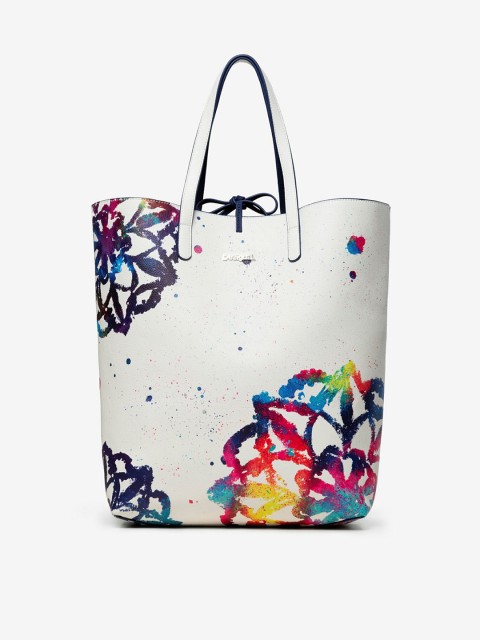 

Desigual Women White & Navy Blue Printed Reversible Handheld Bag