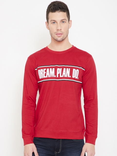 

GRITSTONES Men Red Printed Round Neck T-shirt