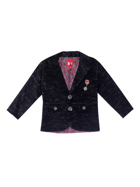 

Noddy Boys Black Self-Design Single-Breasted Blazer