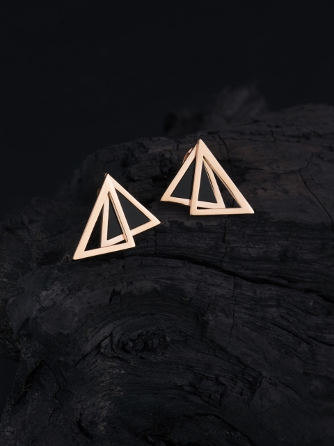 

E2O Gold-Plated & Black Triangular Studs