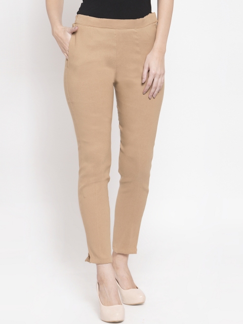 

Kiaasa Women Beige Slim Fit Solid Regular Trousers