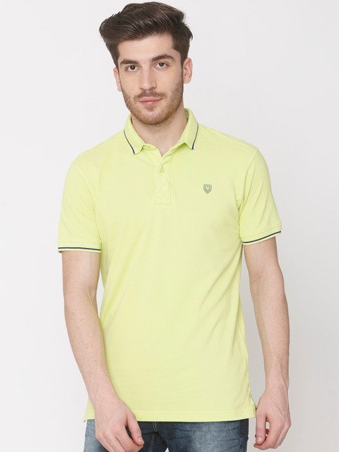 

Mufti Men Yellow Slim Fit Solid Polo Collar Pure Cotton T-shirt