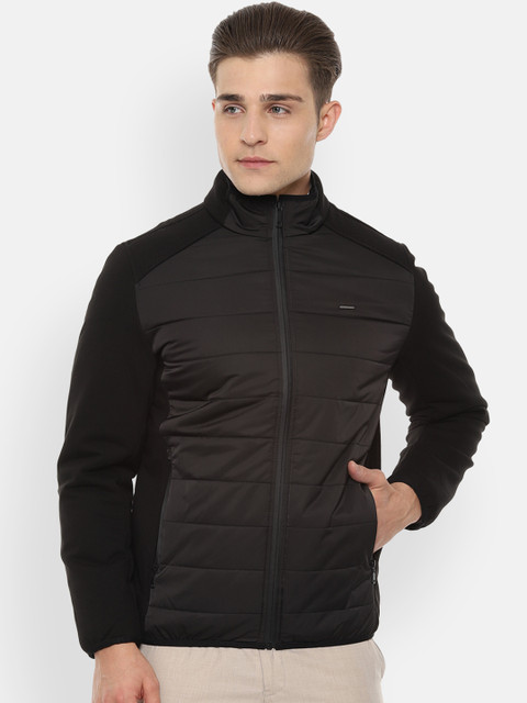 

Van Heusen Men Black Colourblocked Jacket