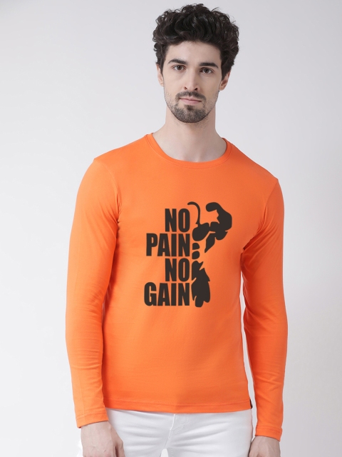 

Friskers Men Orange Printed Round Neck T-shirt