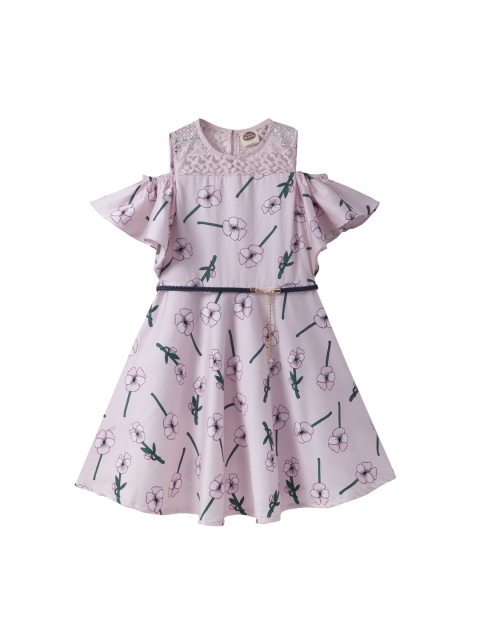 

Cub McPaws Girls Pink Floral Printed Fit and Flare Dress