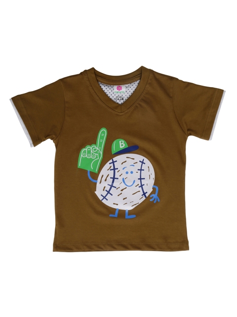 

Chipbeys Boys Brown Printed V-Neck T-shirt