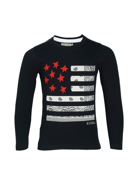 

HELLCAT Boys Black Printed Round Neck T-shirt