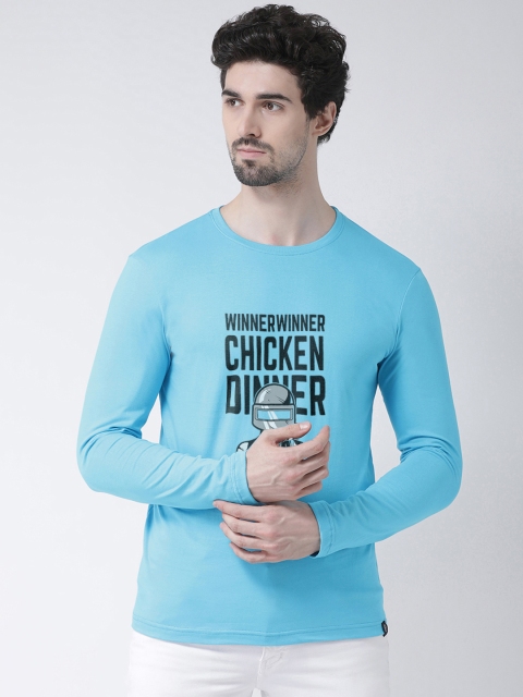

Friskers Men Blue Printed Round Neck T-shirt