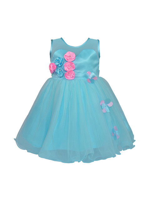 

Wish Karo Girls Blue Solid Fit and Flare Dress