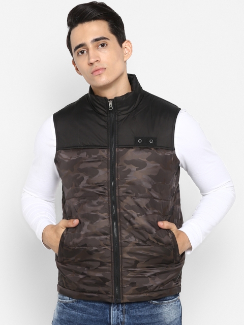 

SPYKAR Men Olive Green Printed Puffer Jacket