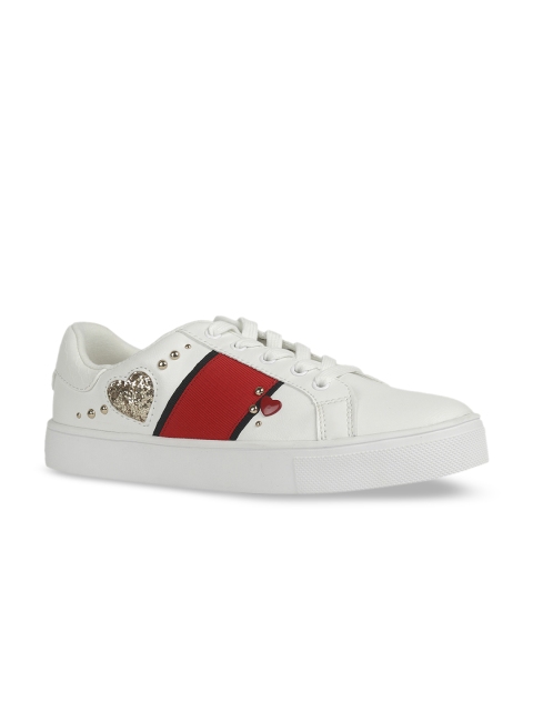 

ALDO Women White & Red Colourblocked Sneakers