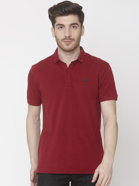 

Mufti Men Red Solid Polo Collar T-shirt