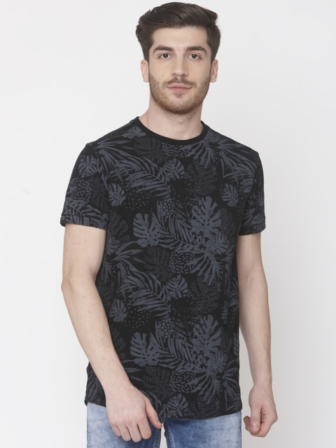 

Mufti Men Black Slim Fit Printed Round Neck T-shirt