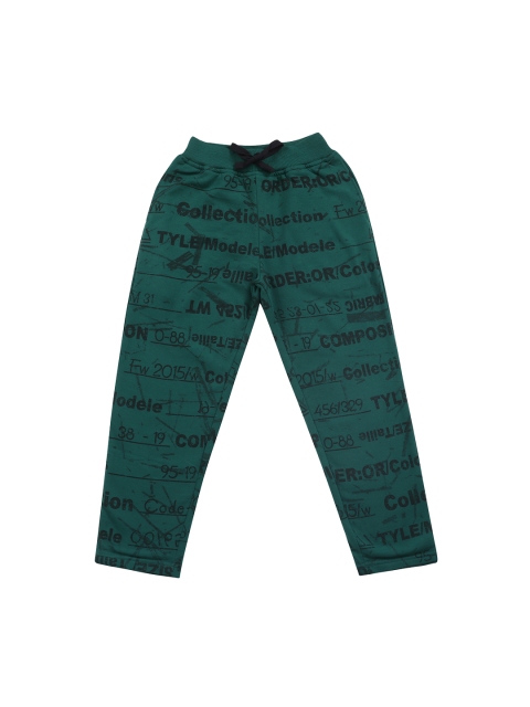 

Lil Tomatoes Boys Green & Black Printed Track Pant
