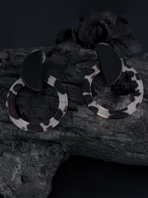 

E2O Black & Gold-Plated Circular Drop Earrings