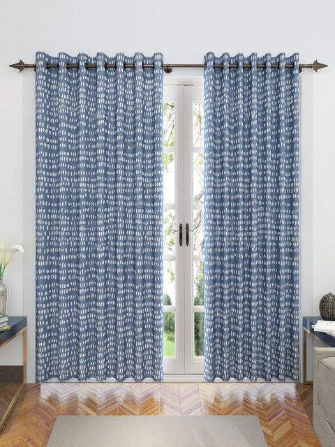 

Divine Casa Blue & White Set of 2 Room Darkening Door Curtains