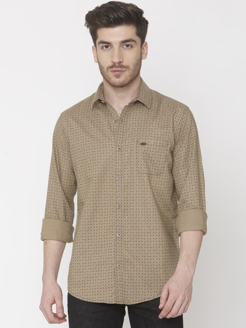 

Mufti Men Khaki Slim Fit Printed Casual Shirt