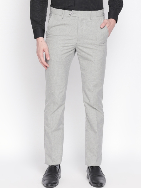 

RICHARD PARKER by Pantaloons Men Grey Slim Fit Self Design Formal Trousers