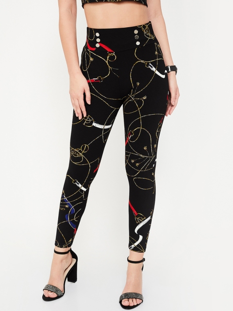 

Ginger by Lifestyle Women Black Regular Fit Printed Jeggings