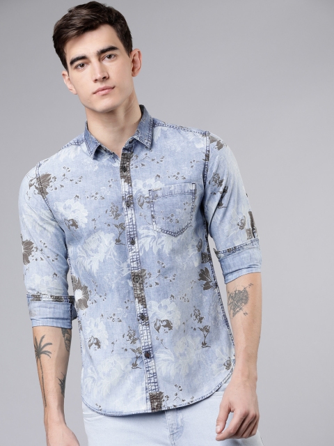 

Ecko Unltd Men Blue & Grey Slim Fit Printed Casual Shirt
