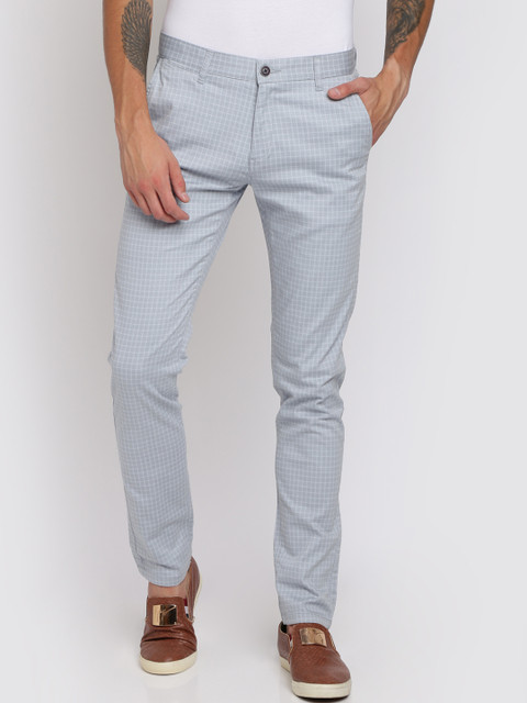 

Crocodile Men Blue Slim Fit Checked Regular Trousers