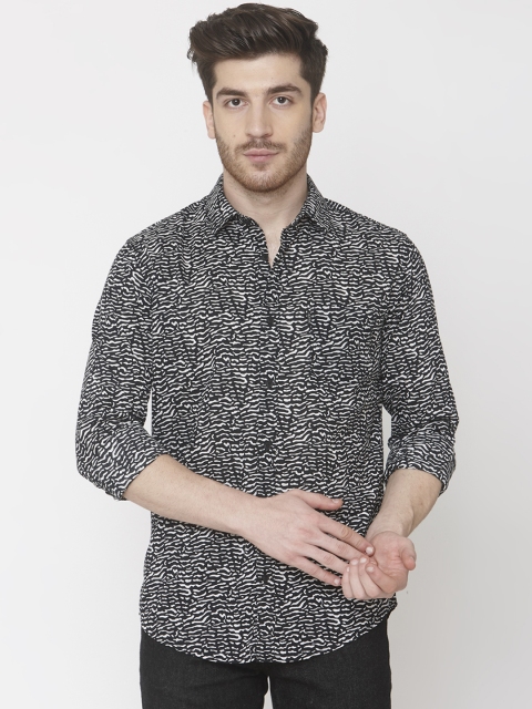 

Mufti Men Black & White Slim Fit Animal Print Casual Shirt