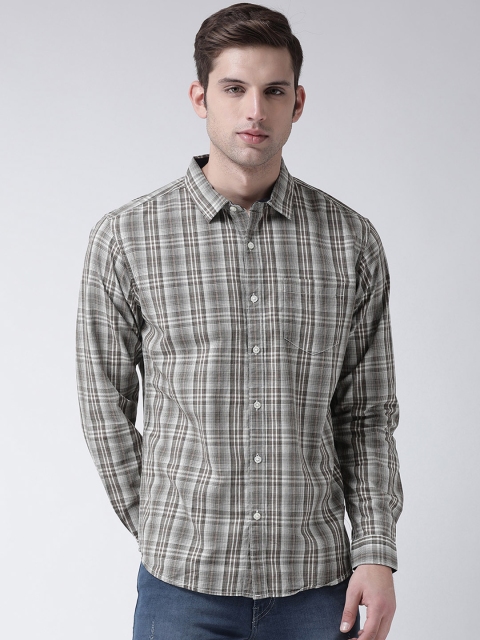 

Club York Men Beige Slim Fit Checked Casual Shirt