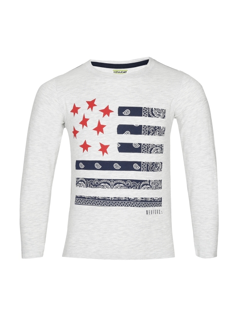 

HELLCAT Boys Grey Printed Round Neck T-shirt