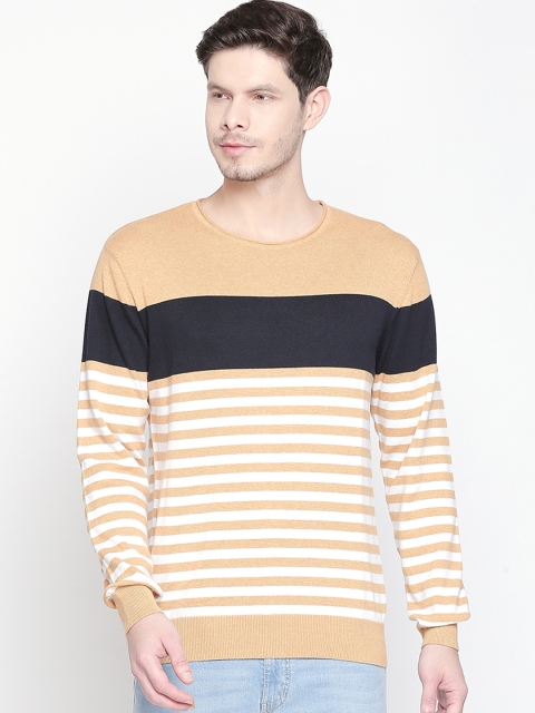 

BYFORD by Pantaloons Men Beige & White Striped Sweater
