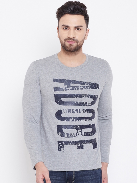 

Adobe Men Grey Printed Round Neck T-shirt