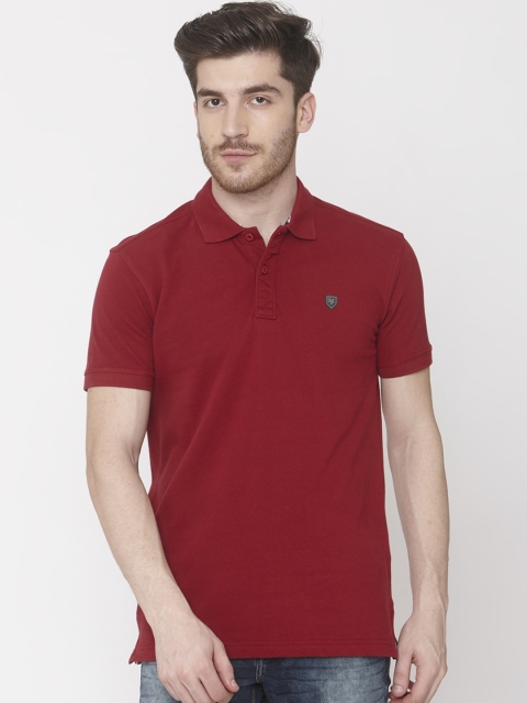 

Mufti Men Maroon Slim Fit Solid Polo Collar Pure Cotton T-shirt