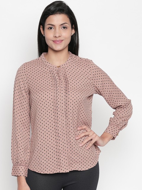 

Annabelle by Pantaloons Women Beige & Black Regular Fit Printed Formal Shirt