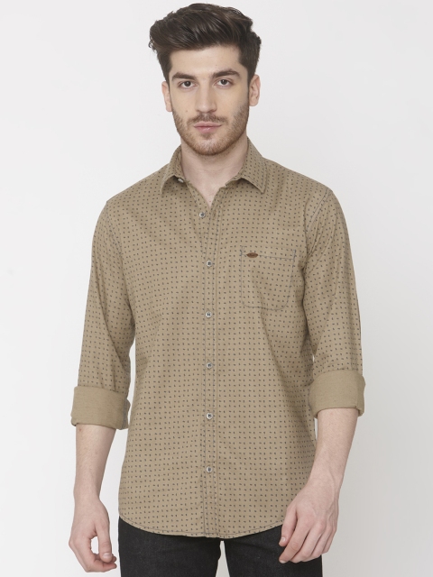 

Mufti Men Khaki Slim Fit Printed Casual Shirt