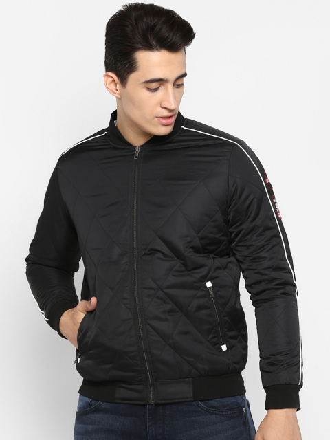 

SPYKAR Men Black Striped Bomber Jacket