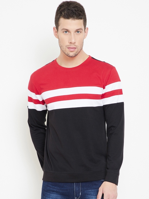 

GRITSTONES Men Red Striped Round Neck T-shirt