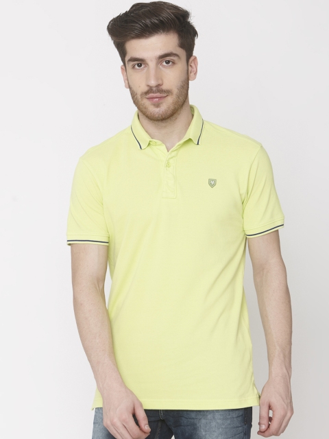 

Mufti Men Lime Green Slim Fit Solid Polo Collar Pure Cotton T-shirt