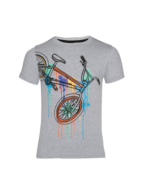 

HELLCAT Boys Grey Printed Round Neck T-shirt