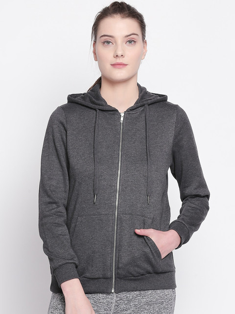 

Ajile by Pantaloons Women Grey Solid Hooded Sweatshirt