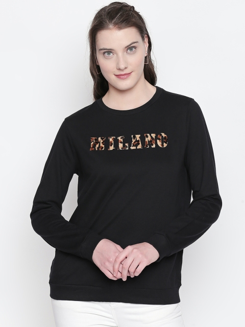 

Honey by Pantaloons Women Black & Beige Printed Sweatshirt