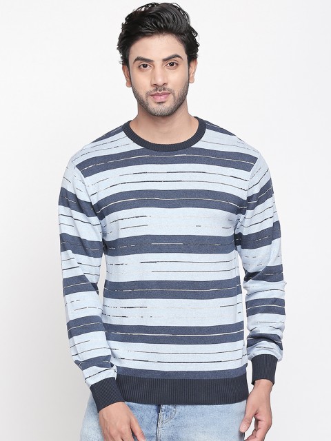 

BYFORD by Pantaloons Men Blue & Grey Striped Sweater