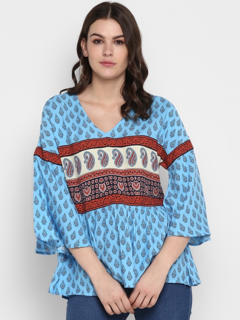 

MIAMINX Women Blue Printed Top