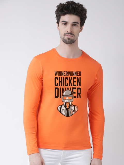 

Friskers Men Orange Printed Round Neck T-shirt