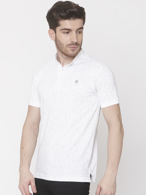 

Mufti Men White Slim Fit Printed Polo Collar T-shirt