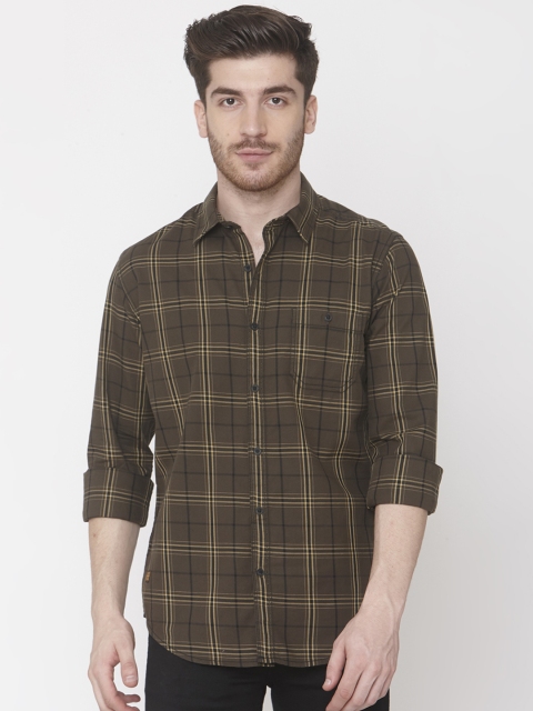 

Mufti Men Brown Slim Fit Checked Casual Shirt