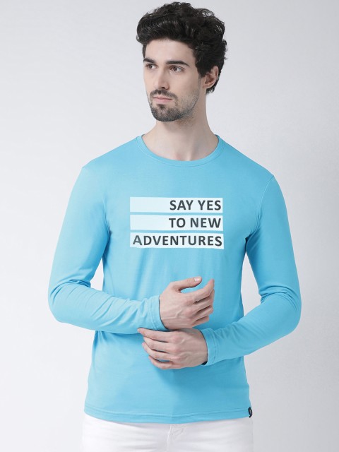 

Friskers Men Blue Printed Round Neck T-shirt
