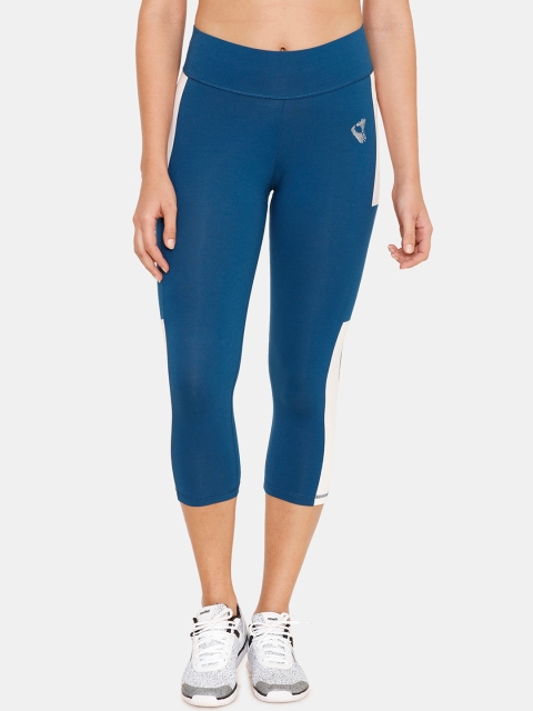 

Zelocity by Zivame Women Teal Blue Solid Skinny Fit Capris